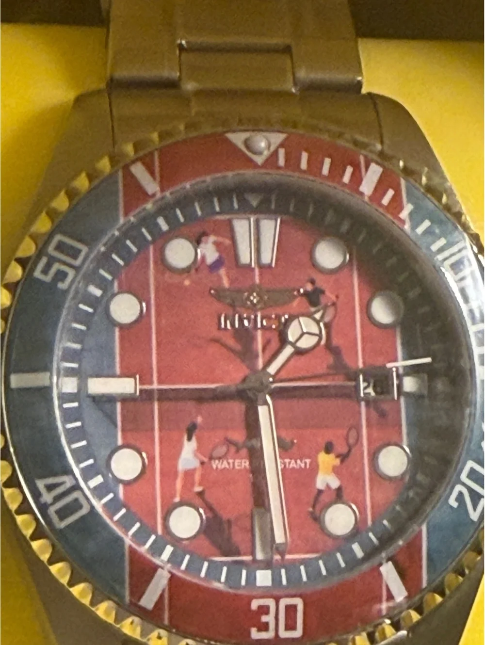 $279 Invicta VISIONS FROM ABOVE-TENNIS red dial diver watch w/ blue & red bezel